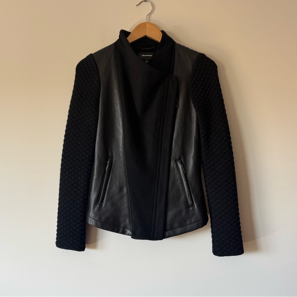NWOT Mackage Lamb Leather Wool Moto Jacket